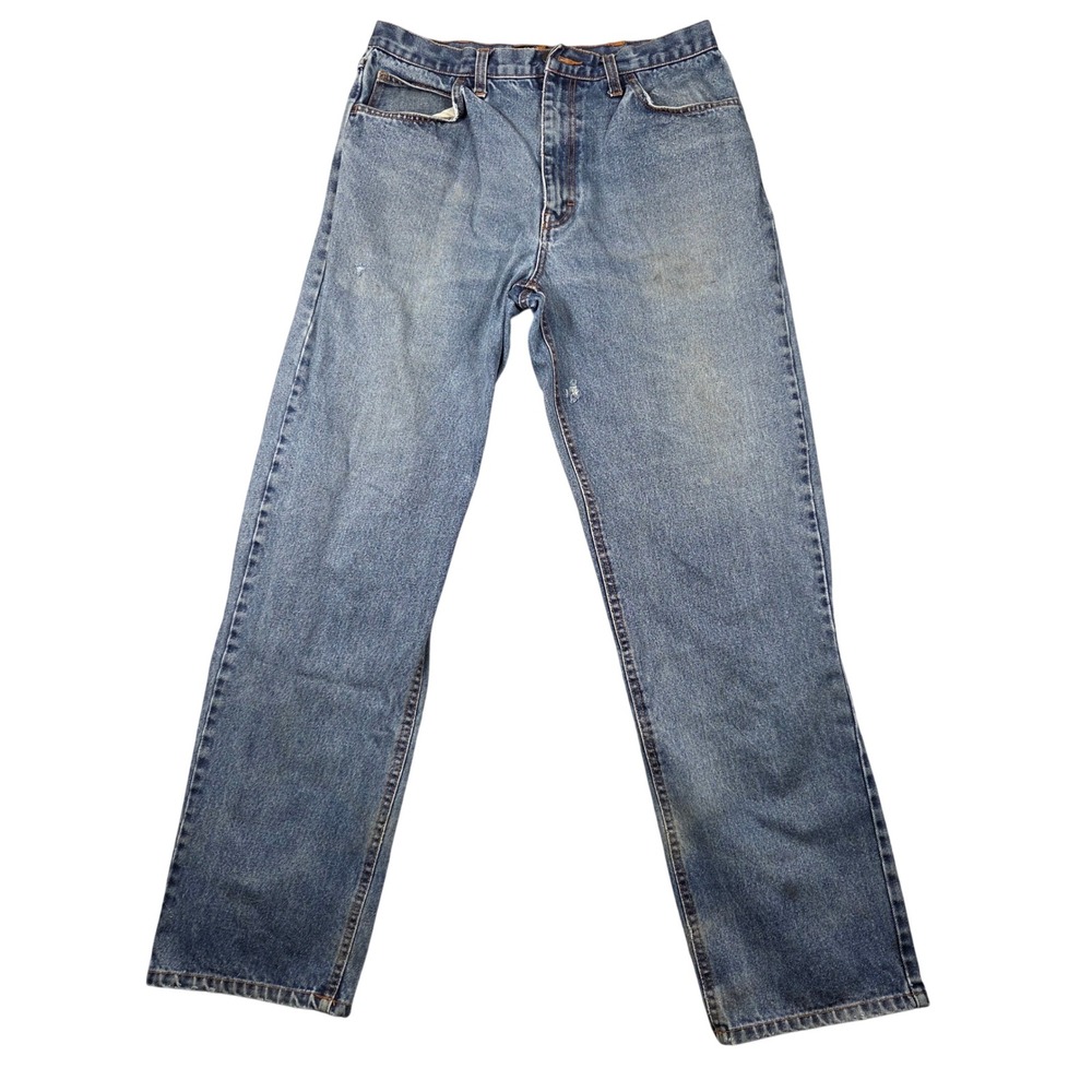 Walls FR Jeans Mens 34x34 Blue Good Flame Resistant Work Wear Denim Distressed